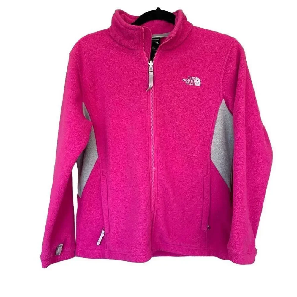 The North Face girls pink and gray fleece jacket size large